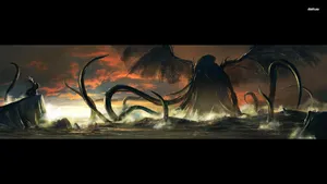 Cthulhu War At Ocean Wallpaper