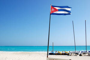 Cuban Flag On A Beach Wallpaper