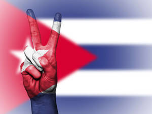 Cuban Flag Peace Hand Sign Wallpaper