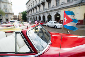 Cuban Flag Red Top-down Car Wallpaper