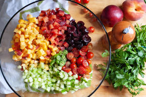 Cubed Fruits And Vegetables Salad Wallpaper