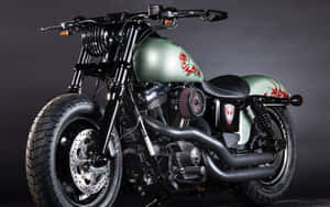 Custom Green Motorcyclewith Flame Decals Wallpaper