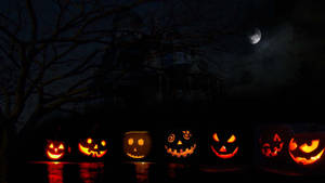 Cute Aesthetic Halloween Creepy Jack-o'-lanterns Wallpaper