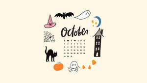 Cute Aesthetic Halloween October Calendar Wallpaper