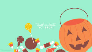 Cute Aesthetic Halloween Pumpkin Candy Basket Wallpaper