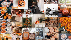 Cute Aesthetic Halloween Pumpkin Collage Wallpaper