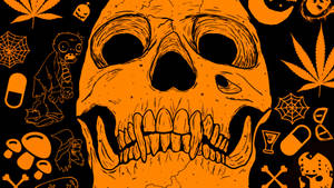 Cute Aesthetic Halloween Skull Wallpaper