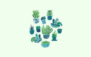 Cute Aesthetic Plant Pastel Green Wallpaper