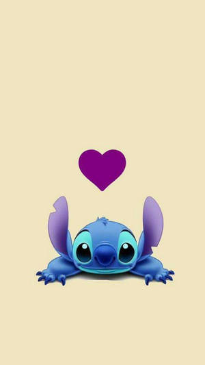 Cute Aesthetic Stitch With Purple Heart Wallpaper
