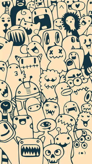 Cute Aliens 4k Doodle Wallpaper