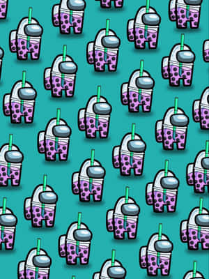 Cute Among Us Milktea Bubble Wallpaper