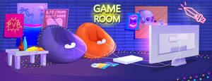 Cute And Colorful Gaming Room Art Wallpaper