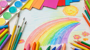 Cute And Colorful Rainbow Kid's Illustration Wallpaper
