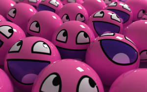 Cute And Pink Balls Smiling Faces Wallpaper