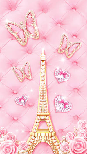Cute And Pink Eiffel Tower Art Wallpaper