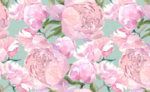 Cute And Pink Painted Flowers And Leaves Wallpaper