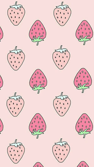 Cute And Pink Strawberries Artwork Wallpaper