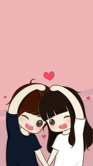 Cute And Sweet Cartoon Couple Wallpaper