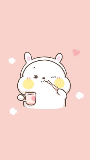 Cute Animals Cartoon Bear Brushing Teeth Wallpaper