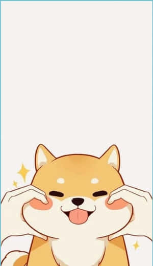 Cute Animals Cartoon Shiba Cheek Wallpaper