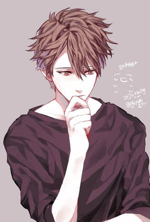 Cute Anime Boy Deep Thinking Wallpaper