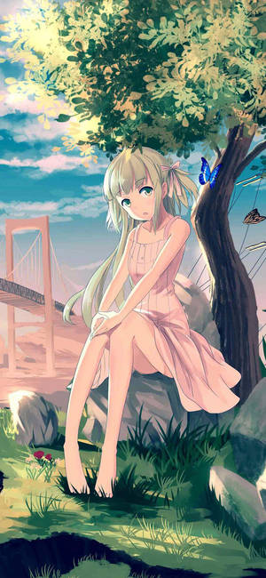 Cute Anime Girl Iphone With Bridge Wallpaper