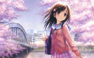 Cute Anime Girl Pink Jacket Wallpaper