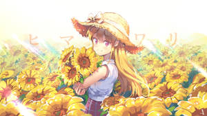 Cute Anime Girl Sunflowers Wallpaper