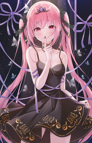 Cute Anime Girl With Black Dress Wallpaper