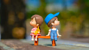 Cute Baby Couple Shy Date Toy Miniature Wallpaper