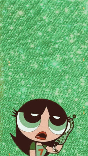Cute Baddie Cartoon Buttercup On Phone Wallpaper