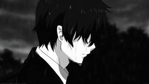 Cute Black And White Aesthetic Anime Boy Crying Wallpaper