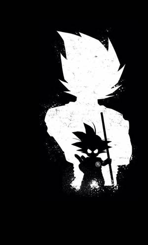 Cute Black And White Aesthetic Goku Silhouette Wallpaper