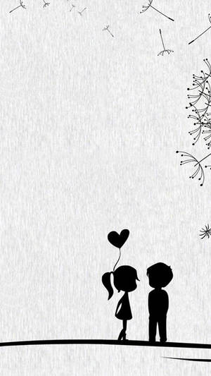 Cute Black And White Aesthetic Romantic Couple Drawing Wallpaper