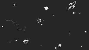 Cute Black And White Space Vector Wallpaper