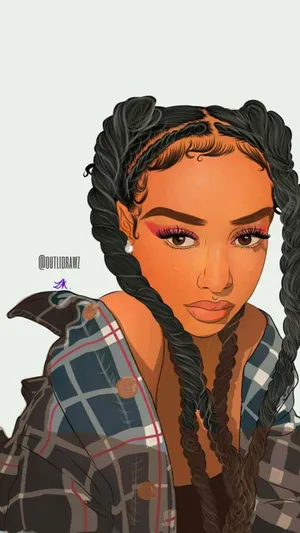 Cute Black Girl Braided Hair Wallpaper