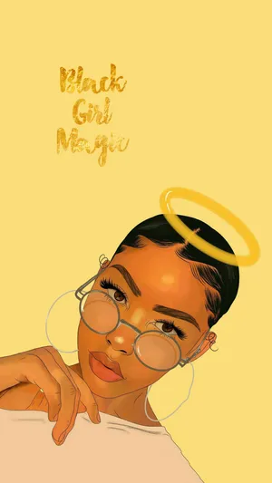 Cute Black Girl With Halo Wallpaper
