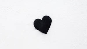 Cute Black Heart On White Wallpaper