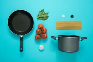 Cute Blue Cooking Essentials Wallpaper
