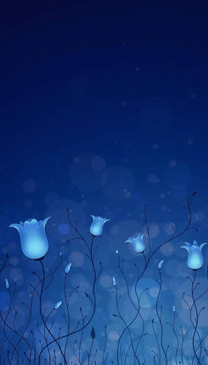 Cute Blue Phone 3d Flowers Wallpaper