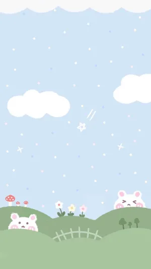 Cute Blue Phone Rabbit Sky Wallpaper