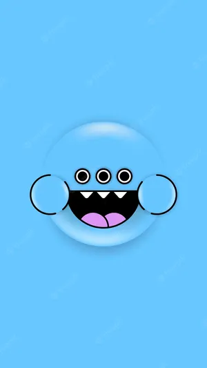 Cute Blue Phone Three-eyed Monster Wallpaper