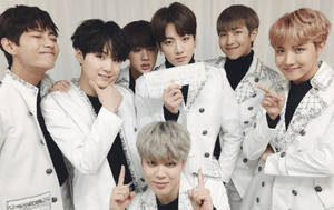 Cute Bts In White Wallpaper