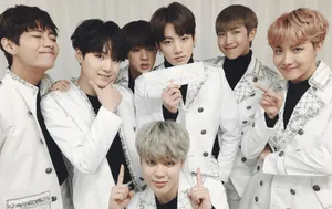 Cute Bts In White Wallpaper