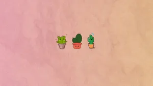 Cute Cactus Trio Desktop Wallpaper Wallpaper
