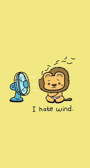 Cute Cartoon Animal Lion And Electric Fan Wallpaper