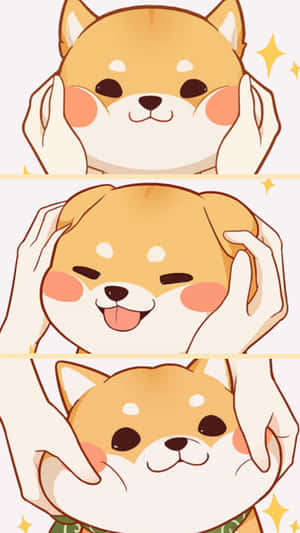 Cute Cartoon Dog Shiba Inu Wallpaper