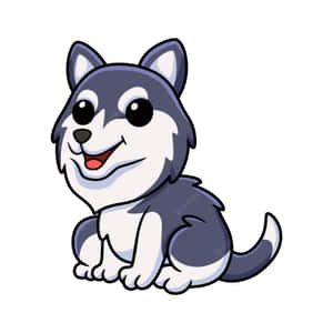 Cute Cartoon Dog Siberian Husky Wallpaper