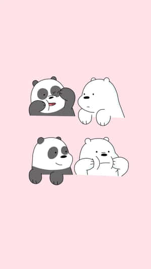 Cute Cartoon Panda And Ice Bear Wallpaper