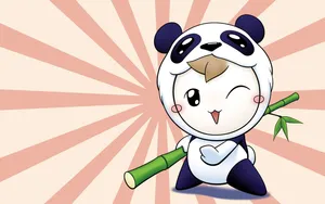 Cute Cartoon Panda Boy Wallpaper